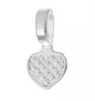 Silver heart-shaped pendant with clear stones on a white background