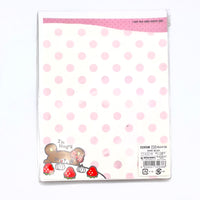 Mind Wave Berry Bear Stationery Set, adorable kawaii set includes 5 envelopes, 10 sheets of memo paper (5.5” x 7”), and 5 transparent stickers
