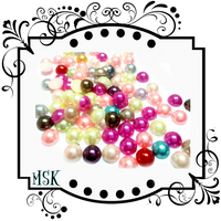 Assorted colors flat back pearls-4mm