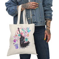 Cute Ghosts and Broom Natural Tote Bag, Eco-Friendly Tote, Halloween Shopping Bag, Gift for Witch Lovers, Spooky Season Accessory