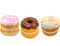 Café de N croissant doughnut squishy from Volume 646, released in July 2017; available in caramel vanilla, strawberry, and chocolate custard flavors, each in original licensed packaging; soft, slow-rising texture.