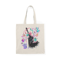 Cute Ghosts and Broom Natural Tote Bag, Eco-Friendly Tote, Halloween Shopping Bag, Gift for Witch Lovers, Spooky Season Accessory