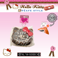 Hello Kitty Sweets Cafe RARE Jumbo Donut Squishy – licensed 2009 collectible mascot with original packaging, tags, ball chain, and red authenticity sticker; super soft, slow-rising, perfect for keychain, backpack, purse, or bag accessory