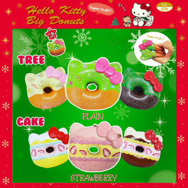 Hello Kitty Christmas Edition Jumbo Donut Squishy Christmas Edition, Released in 2017, this officially licensed Sanrio squishy features super soft, slow-rising material that’s perfect for stress relief, sensory fun, or simply adding a cute touch to your decor.