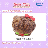 licensed Sanrio Hello Cream Puff series, this Hello Kitty Cream Puff Squishy is a dreamy treat for squishy collectors and kawaii lovers alike! Packaged in a cute display box with a Sanrio authenticity seal on the back