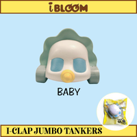 Licensed I-Bloom I-Clap Jumbo and Mini Tanker squishies from 2016, both in original packaging; Mini includes a metallic blue ball chain