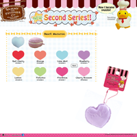 Vintage licensed Sammy the Patissier squishies Series 2, featuring pink Heart Macaron and golden Cream Puff