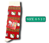 Kitty Kids Knee-High Christmas Socks – Festive Kawaii Holiday Socks (Size 6–8.5)