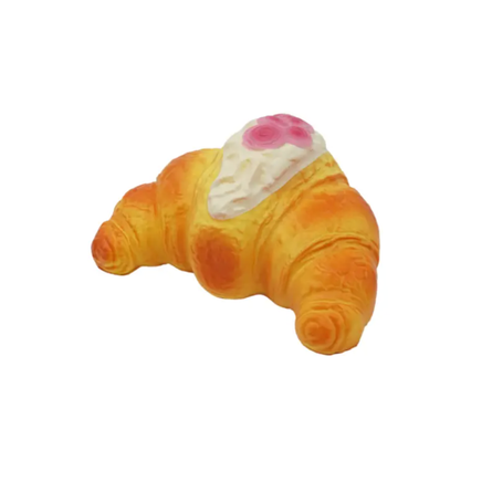 SweetBunS Les Roses Croissant Bun squishy featuring realistic flaky pastry texture, rose-inspired design, slow-rising scented foam in Rose Savona Milk Puff Pastry or Pink Rose Wheat Flaky Pastry.