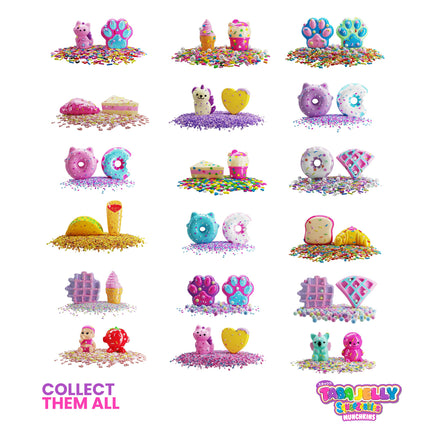Collection of colorful toys with various designs on a white background, featuring the brand 'Tamagotchi'.
