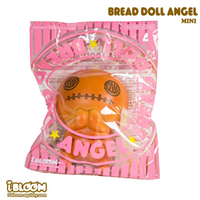 I-Bloom Bread Doll Angel Jumbo and Mini Squishy set in original packaging with ball chain, licensed kawaii collectible, super soft and slow rising squishy toy gift.
