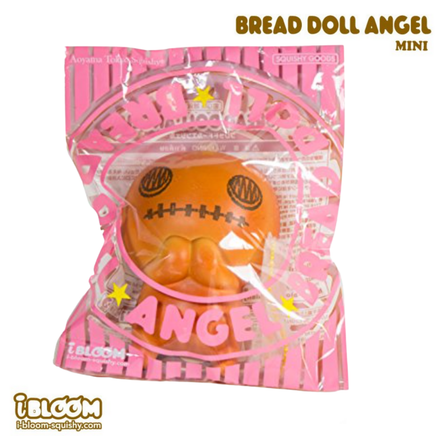 I-Bloom Bread Doll Angel Jumbo and Mini Squishy set in original packaging with ball chain, licensed kawaii collectible, super soft and slow rising squishy toy gift.