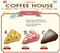 An image featuring three squishy toys designed to look like scones, labeled A, B, and C, with the product information 'Coffee House Scone', including the flavors strawberry, chocolate, and original (clear).