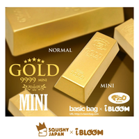 Mini Gold Bar Squishy in original packaging, licensed vintage collectible with metallic gold finish, soft slow-rising texture, perfect for squishy collectors or as a stocking stuffer