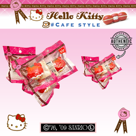 Hello Kitty Sweets Cafe Vanilla Strawberry Dipped Sprinkles Squishy 2009 vintage Sanrio collectible, licensed, kawaii cupcake design with sprinkles, minor cracks