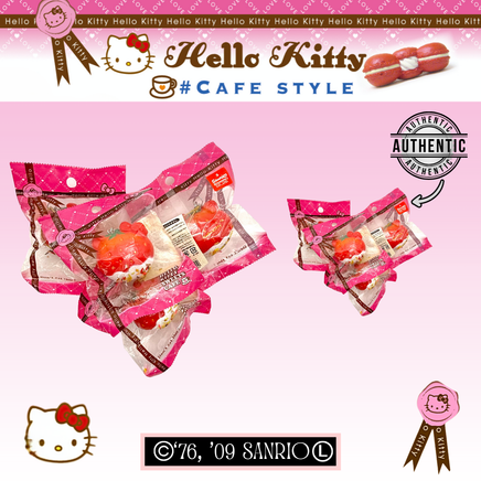 Hello Kitty Sweets Cafe Vanilla Strawberry Dipped Sprinkles Squishy 2009 vintage Sanrio collectible, licensed, kawaii cupcake design with sprinkles, minor cracks
