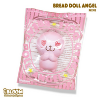 I-Bloom Bread Doll Angel Jumbo and Mini Squishy set in original packaging with ball chain, licensed kawaii collectible, super soft and slow rising squishy toy gift.