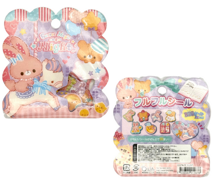Secret Magic of the Night Merry-Go-Round sticker sack with 50 pieces, including 1 large sticker and 49 smaller stickers, 7 designs, perfect for scrapbooking, journaling, and kawaii stationery projects.