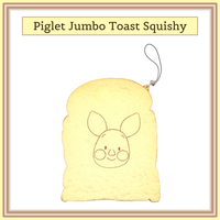 Winnie The Pooh and Piglet Jumbo Toast Squishy, soft and slow rising, realistic colors, stress relief, kawaii collectible for desk, backpack, or home decor