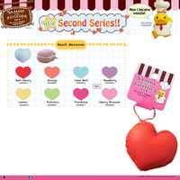 Sammy the Patissier rare squishy set Series 2, Heart Macaron and Cream Puff with original packaging, collectible vintage squishy toys for kawaii collections.