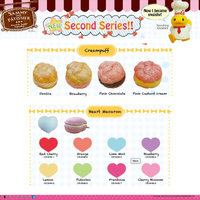 Licensed RARE Sammy the Patissier Squishy Series 2 featuring Heart Macaroon and Cream Puff, authentic vintage squishies with soft, slow-rising texture, collectible accessories for keychains, backpacks, or display.